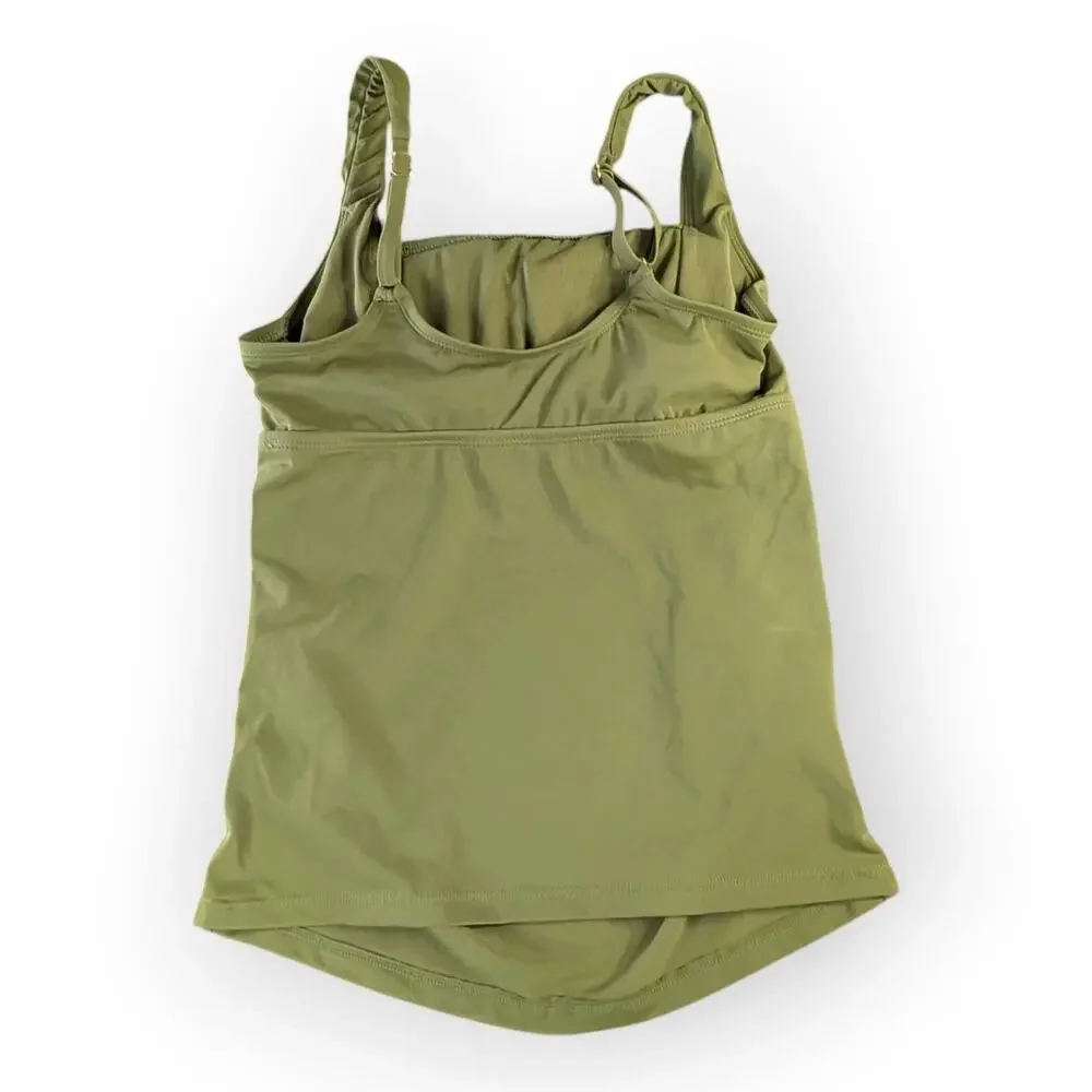 Shade & Shore Army Green Swim Tank Side Gather Size XS Deo Mark